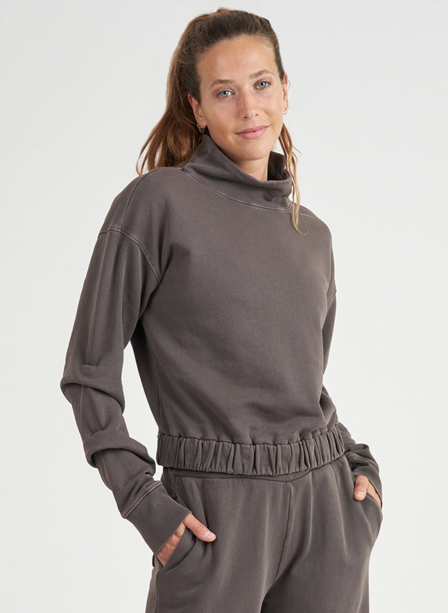 Tops Thrive Societe | Washed Mock Neck Sweatshirt