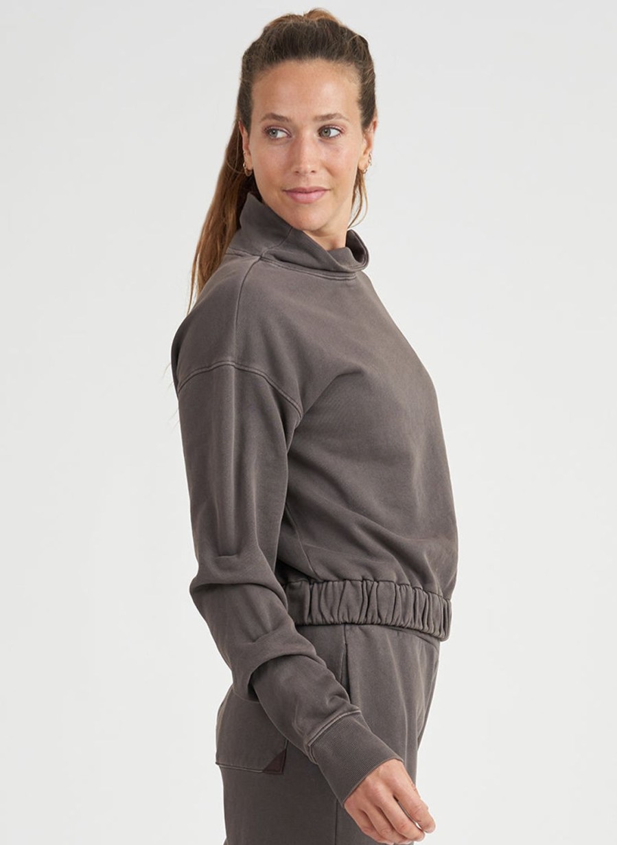 Tops Thrive Societe | Washed Mock Neck Sweatshirt